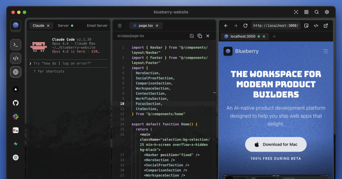 Blueberry 🫐 The workspace for modern product builders